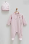 HASTANE ÇIKIŞI KIZ BEBEK 4 LÜ ZIBIN SETİ (BODY TULUM PANTOLON ŞAPKA ) ÇİÇEK DETAYLI