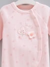 Kız Bebek %100 Pamuklu İnterlok Kumaş Tavşan İşlemeli Boydan Çıtçıtlı Patikli Tulum - Miniccobaby