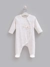 Kız Bebek %100 Pamuklu İnterlok Kumaş Tavşan İşlemeli Boydan Çıtçıtlı Patikli Tulum - Miniccobaby