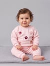 Kız Bebek Takımı Çiçek İşlemeli 3 İplik Şardonlu Pamuklu Kışlık Alt Üst Takım - Miniccobaby