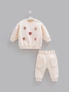 Kız Bebek Takımı Çiçek İşlemeli 3 İplik Şardonlu Pamuklu Kışlık Alt Üst Takım - Miniccobaby