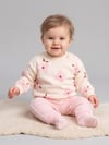 Kız Bebek Takımı Pudra Çiçek Desenli 3 İplik Şardonlu Kışlık Alt Üst Takım Eşofman - Miniccobaby