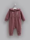 Kız Bebek Tulumu Kapüşonlu Çiçek Nakışlı 3 İplik Şardonsuz Çıtçıtlı Tulum - Miniccobaby