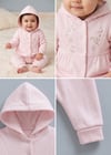 Kız Bebek Tulumu Kapüşonlu Çiçek Nakışlı 3 İplik Şardonsuz Çıtçıtlı Tulum - Miniccobaby