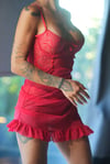 kırmızı tül babydoll