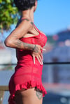 kırmızı tül babydoll