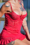 kırmızı tül babydoll