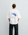 CHARM Sprey Efektli Baskılı Oversize Tişört - Beyaz
