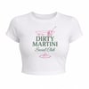 Dirty Martini Social Club Baskılı Crop Tişört - Beyaz