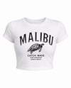 Malibu Kaplumbağa Baskılı Crop Tişört - Beyaz