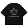 Star Baskılı Drop Shoulder Oversize Tişört - Siyah