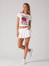 Strawberry Club Çilek Baskılı Crop Tişört - Beyaz