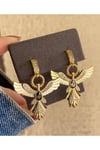 Anka kuşu yeşil gold küpe