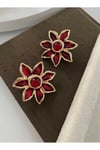 Bordo gold detay çiçek küpe