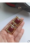 Bordo taş detaylı gold vintage küpe