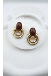 Bordo Taş Vintage Görünümlü Lunna Küpe
