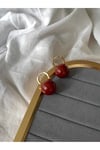 Bordo topçuk gold küpe