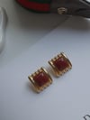 Bordo vintage görünümlü gold küpe