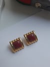 Bordo vintage görünümlü gold küpe