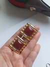 Bordo vintage görünümlü gold küpe