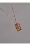 Çelik Minimal Taş Gold Kolye