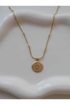 Çelik vintage göz detaylı gold kolye