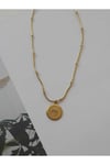 Çelik vintage göz detaylı gold kolye