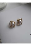 İnci Mineli Gold Küpe