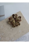 Vintage görünümlü çiçek gold broş