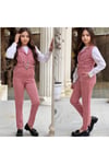 3LÜ CEKETLİ KEMERLİ PANTOLON CEPLİ KIZ TAKIMLAR