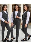 3LÜ CEKETLİ KEMERLİ PANTOLON CEPLİ KIZ TAKIMLAR Yaşlar:(3-4)-(4-5)(5-6)(7-8)(9-10/ (11-12)