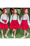 PAPATYA NAKIŞ DETAYLI TOKALI ETEKLI ALT ÜST KIZ TAKIM