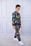 Dijital Baskılı Uzun Kollu Sweatshirt ve Eşofman Alt Üst İkili Takım Oversize Kalıp