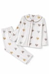 Kız Bebek Takım Kalp Desenli Uzun Kollu Pamuklu Pijama Takım 0-6 Aylık