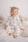 Kız Bebek Takım Kalp Desenli Uzun Kollu Pamuklu Pijama Takım 0-6 Aylık