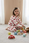 Kız Bebek Takım Kalp Desenli Uzun Kollu Pamuklu Pijama Takım 0-6 Aylık
