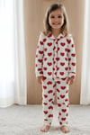 Kız Bebek Takım Kalp Desenli Uzun Kollu Pamuklu Pijama Takım 0-6 Aylık