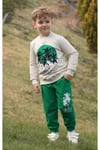 Tropical  Baskılı Uzun Kollu Lastikli Bel Cepli  Unisex Çocuk Alt Üst Takım