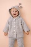 Unisex Bebek Uzun Kollu Şapkası Ponponlu Hırka Modelleri