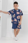unisex tom&jery baskılı kısa kollu şortlu ikili takım