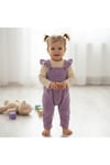 Waffle Kumaş Kız Çocuk Omuzları Fırfırlı Bahçıvan T-Shirt Takım