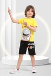 Yazlık  Çocuk Space  Baskılı Kısa Kollu Bisiklet Yaka T-shirt Şort  Alt Üst Takım