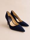 MANGO Lacivert Süet Stiletto Topuklu