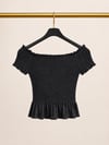 River Island Siyah Gipeli Omuz Dekolteli Crop Bluz