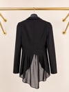 Şifon Detaylı Siyah Blazer Ceket 