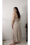 Askılı Esnek kumaş Astarlı Midi Boy Kadın Elbise