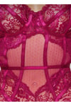 Fuşya Dantelli İp Askılı Örme Babydoll