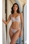 Mavi Nakışlı Dantelli İp Askılı Kapsız Sütyen Külot Takımı