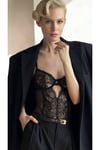 Siyah Balenli Dolgusuz Dantelli Babydoll