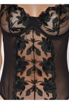 Siyah Brode Dantelli Jartiyerli İp Askılı Örme Babydoll